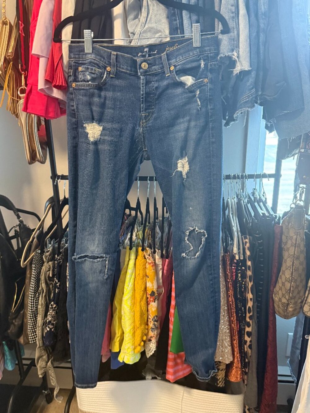 7 For All Mankind Josefina Skinny Boyfriend Distresses Size 27